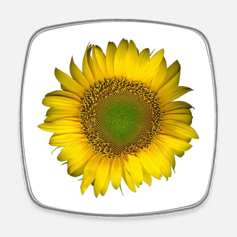 Tournesol doré au premier plan - Magnet carré - blanc