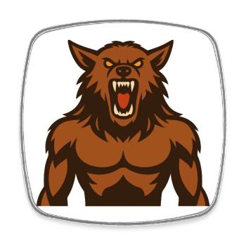 Wolfsbrüller Monstermotiv - Viereckiger Kühlschrankmagnet - Weiß - Vorne