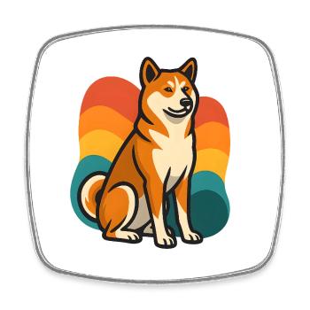 Akita Inu Hund Retro Regenbogen - Viereckiger Kühlschrankmagnet - Weiß - Vorne