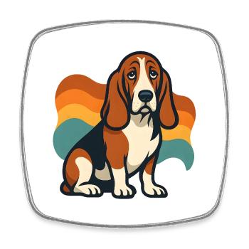 Basset hound Dog in colorful waves - Square fridge magnet - white - Front