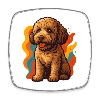 Lagotto chien romagnolo en vagues colorées - Magnet carré - blanc - Devant