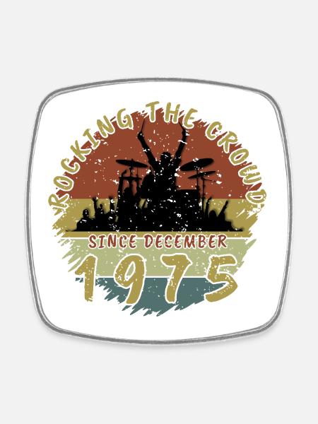 50th Birthday Rocking the crowd DRM 12/1975 - Square fridge magnet - white