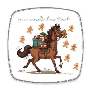 Weihnachtspferd mit Geschenken Traber -  - Viereckiger Kühlschrankmagnet - Weiß - Vorne