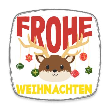 Corgi Joyeux Noël avec chapeau de Père Noël - Magnet carré - blanc - Devant