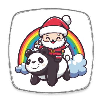 Panda Père Noël Noël - Magnet carré - blanc - Devant