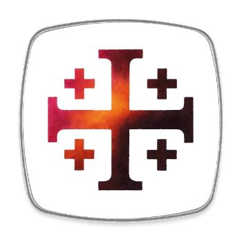 Kairos Kreuz (Jerusalemkreuz) – Vulkanschmiede - Viereckiger Kühlschrankmagnet - Weiß - Vorne
