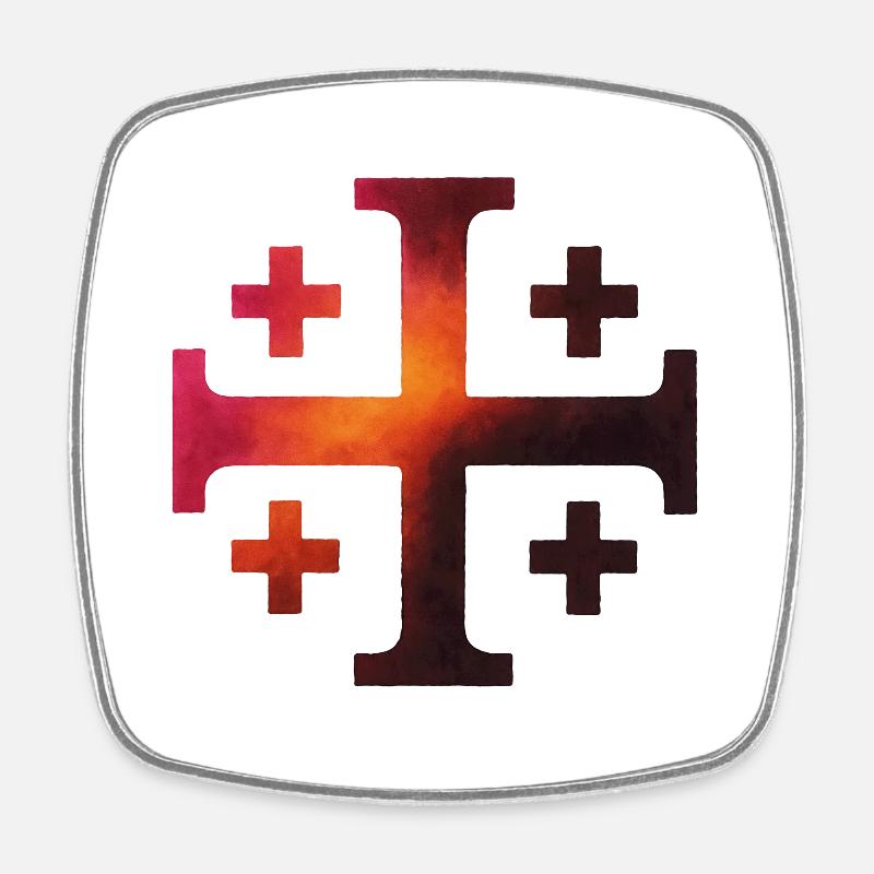 Croix de Kairos (Croix de Jérusalem) – Forge du volcan - Magnet carré - blanc