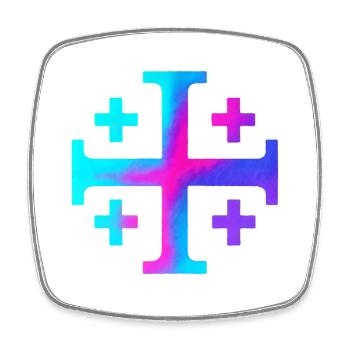Kairos Kreuz (Jerusalemkreuz) – Sternenhimmel - Viereckiger Kühlschrankmagnet - Weiß - Vorne