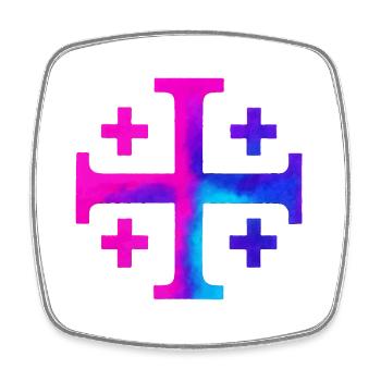 Kairos Cross (Jerusalem Cross) – Galaxy - Square fridge magnet - white - Front