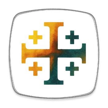 Kairos Cross (Jerusalem Cross) – Forest Hut - Square fridge magnet - white - Front