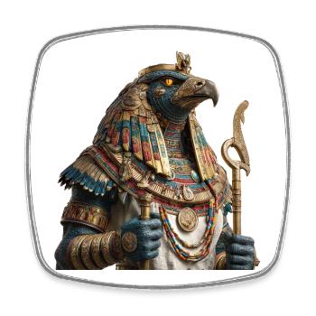 Falkengott der Mythologie mit Goldornamenten - Viereckiger Kühlschrankmagnet - Weiß - Vorne