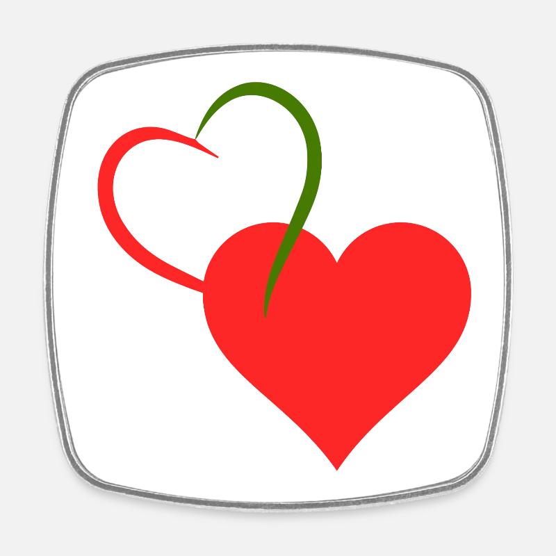 Coeur rouge et vert - Magnet carré - blanc