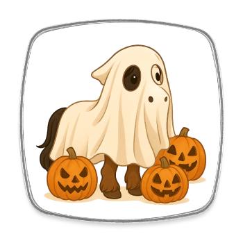 Halloween Pony - Square fridge magnet - white - Front