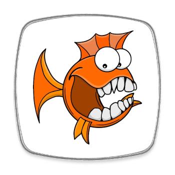 Poisson orange à dents en colère - Magnet carré - blanc - Devant