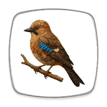 Eichelhäher Illustration im Naturdesign - Viereckiger Kühlschrankmagnet - Weiß - Vorne