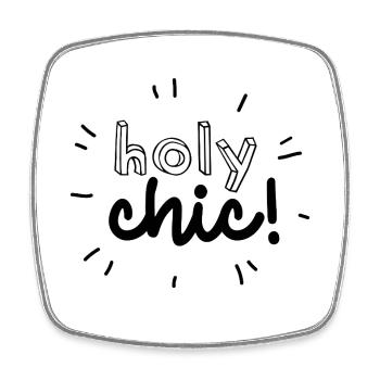"holy chic" - Square fridge magnet - white - Front