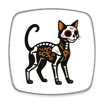 Dia de Muertos Skeletkatze - Magnet carré - blanc - Devant