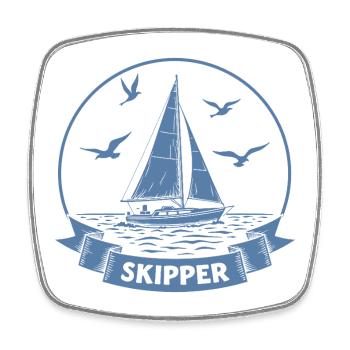Skipper Sailboat Maritime Captain - Square fridge magnet - white - Front