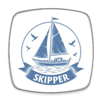Skipper Sailboat Maritime Captain - Square fridge magnet - white - Front