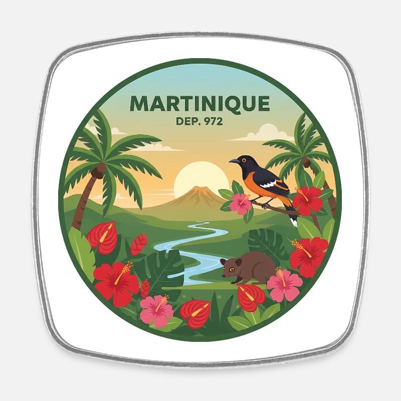 Martinique 972 - Square fridge magnet - white