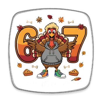Thanksgiving Truthahn Kapuzenpullover 60er Jahre - Viereckiger Kühlschrankmagnet - Weiß - Vorne