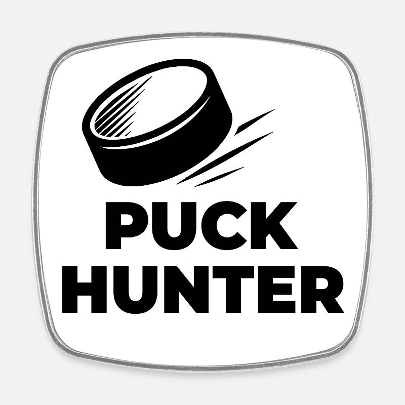 PUCK_HUNTER - Square fridge magnet - white