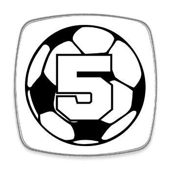 Numéro 5 football - 5e anniversaire  - Magnet carré - blanc - Devant