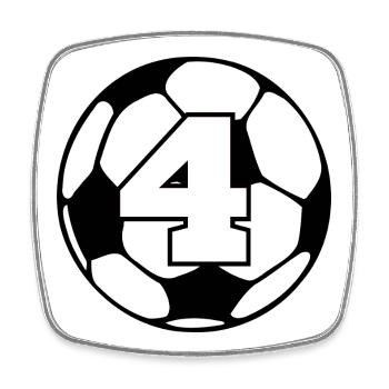 Numéro 4 football - 4e anniversaire  - Magnet carré - blanc - Devant