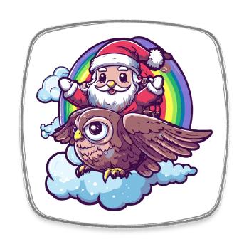 Eule Weihnachtsmann Weihnachten - Viereckiger Kühlschrankmagnet - Weiß - Vorne