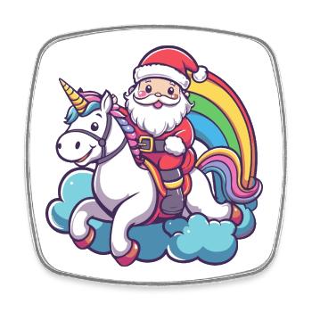 Einhorn Weihnachtsmann Weihnachten - Viereckiger Kühlschrankmagnet - Weiß - Vorne