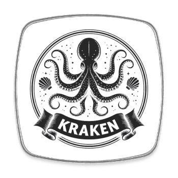 Kraken Krake Tintenfisch Octopus - Magnet carré - blanc - Devant