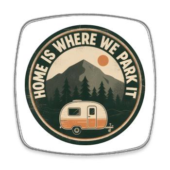 Camper Camping Home est l’endroit où nous le garons - Magnet carré - blanc - Devant