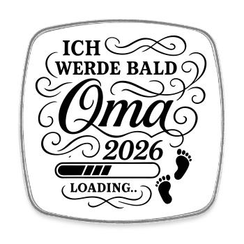 Ich werde bald Oma 2026 - Viereckiger Kühlschrankmagnet - Weiß - Vorne