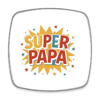 Super Dad Comic Burst Retro - Square fridge magnet - white - Front