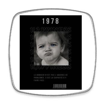 baby head holder in black and white - Square fridge magnet - white - Front