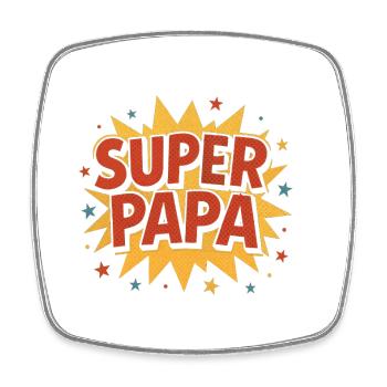 Super Papa Comic Explosion - Viereckiger Kühlschrankmagnet - Weiß - Vorne
