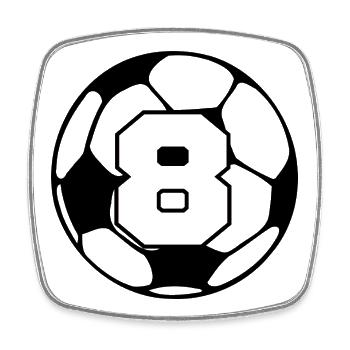 Numéro 8 football - 8e anniversaire  - Magnet carré - blanc - Devant