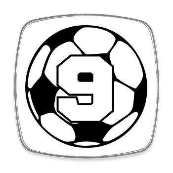 Nummer 9 Fußball - 9. Jubiläum - Viereckiger Kühlschrankmagnet - Weiß - Vorne