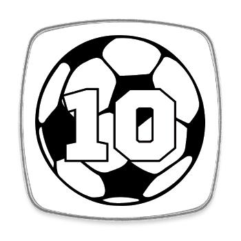 Number 10 football - 10th anniversary - Square fridge magnet - white - Front
