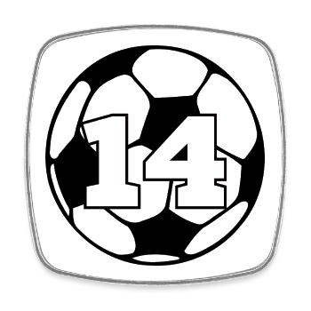 Numéro 14 football - 14e anniversaire  - Magnet carré - blanc - Devant