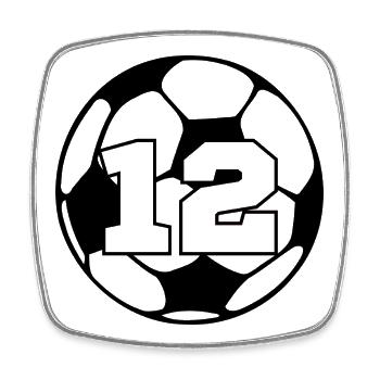 Numéro 12 football - 12e anniversaire  - Magnet carré - blanc - Devant