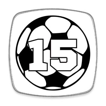 Numéro 15 football - 15e anniversaire  - Magnet carré - blanc - Devant