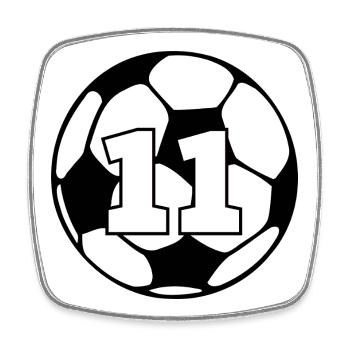 Nummer 11 Fußball - 11-jähriges Jubiläum - Viereckiger Kühlschrankmagnet - Weiß - Vorne