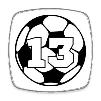 Nummer 13 Fußball - 13. Jubiläum - Viereckiger Kühlschrankmagnet - Weiß - Vorne