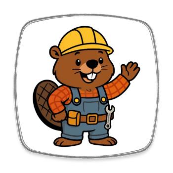 Beaver Construction Worker Bob Helm Hello Plan Builder - Square fridge magnet - white - Front