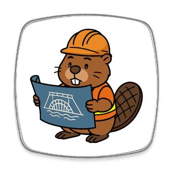 Beaver Construction Worker Bob Master Builder Plan Construction Dam - Square fridge magnet - white - Front