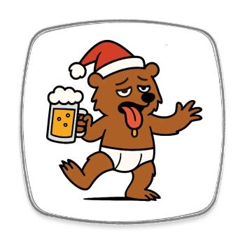 Noël Ours Cheers Bière Père Noël Chapeau Berlin - Magnet carré - blanc - Devant