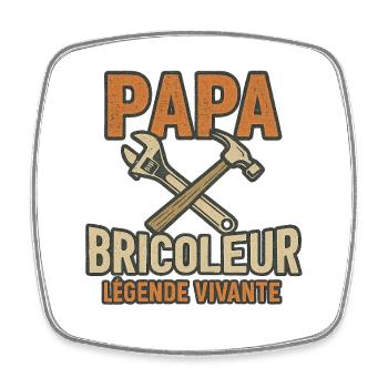 PAPA BRICOLEUR LÉGENDE VIVANTE - Magnet carré - blanc - Devant