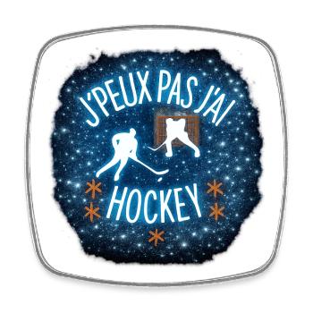 I can't I have hockey - Square fridge magnet - white - Front