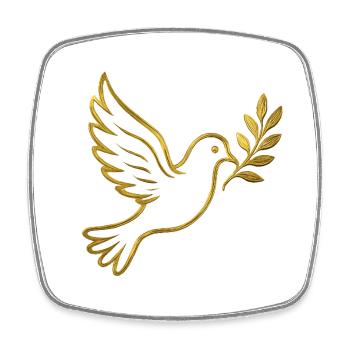 NEW -- Golden Dove With Olive Branch. - Square fridge magnet - white - Front